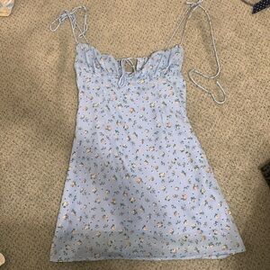 blue floral mini summer dress